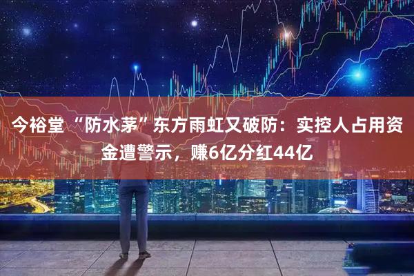 今裕堂 “防水茅”东方雨虹又破防：实控人占用资金遭警示，赚6亿分红44亿