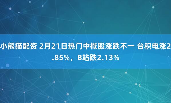 小熊猫配资 2月21日热门中概股涨跌不一 台积电涨2.85%，B站跌2.13%